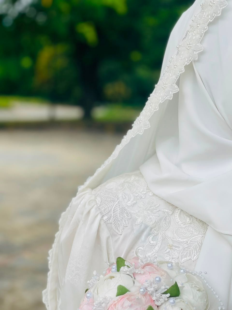 White Pearl Blossom Nikah Suit - Image 5