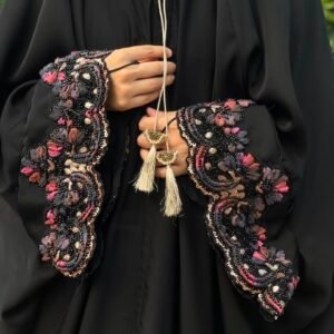 Floral Symphony- Irani Abaya with Flower Traces