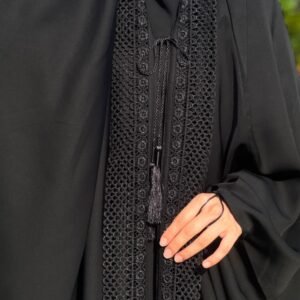Lace Veial-Irani abaya with front open lace